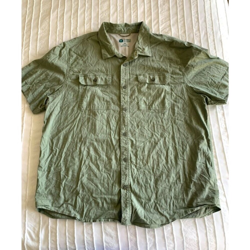 Sierra Designs mens XXL olive camp shirt outdoor active hiking camping wicking